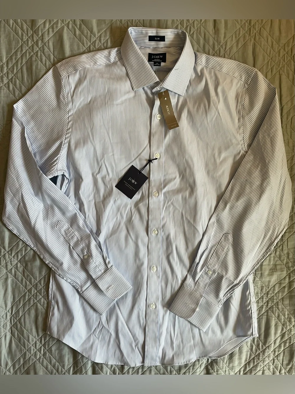 J. CREW Slim Bowery performance stretch dress shirt in Blue Size M NWD $98 CA351